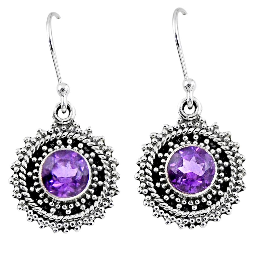 3.22cts natural purple amethyst 925 sterling silver dangle earrings r55187