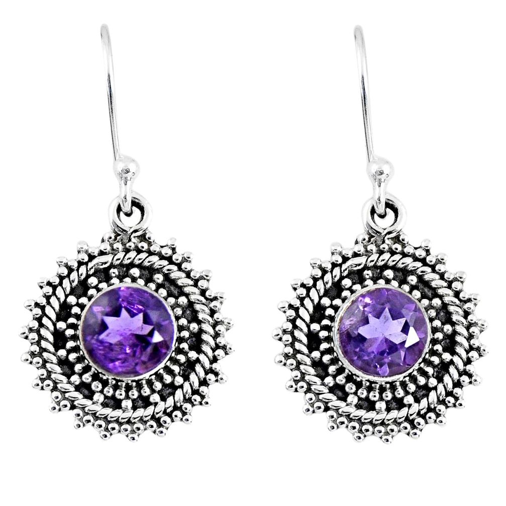 3.22cts natural purple amethyst 925 sterling silver dangle earrings r55188