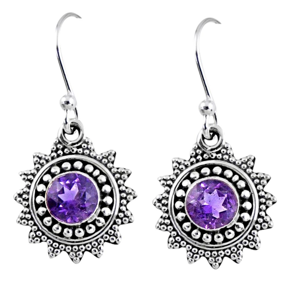 2.14cts natural purple amethyst 925 sterling silver dangle earrings r55221