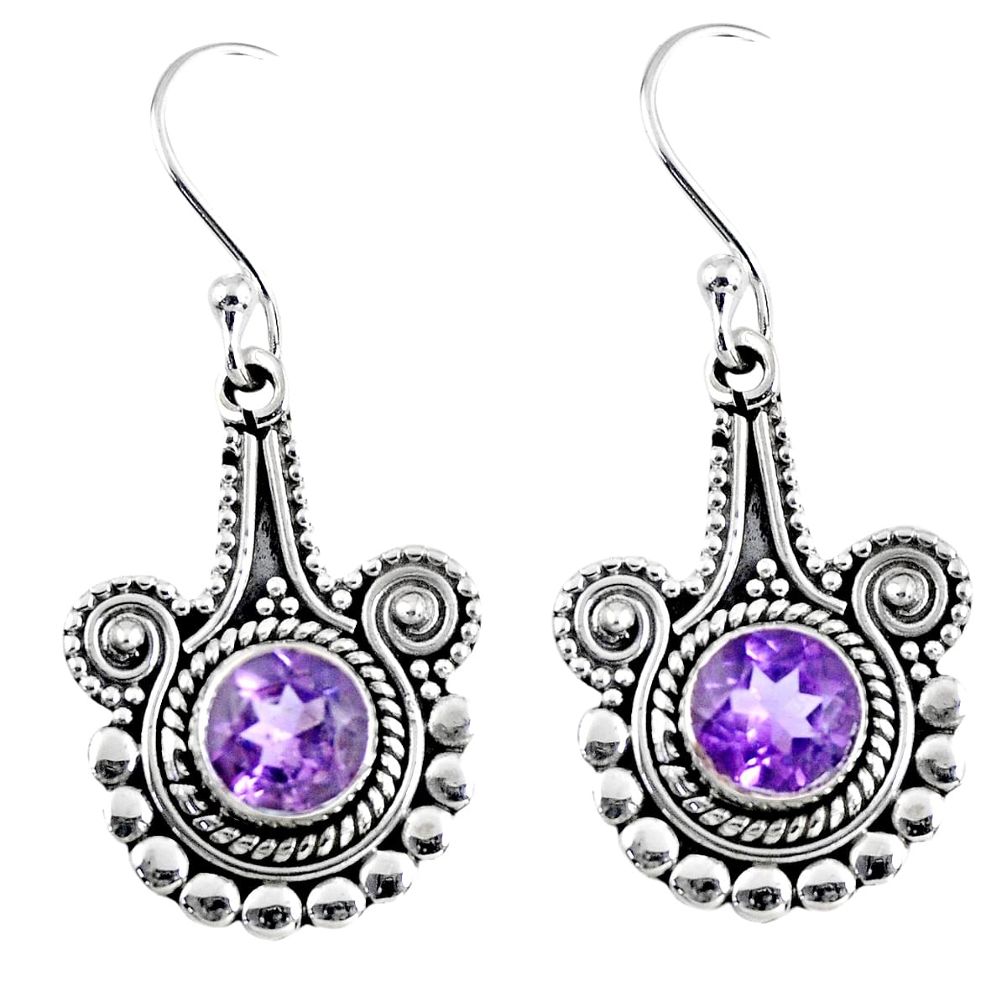 2.46cts natural purple amethyst 925 sterling silver dangle earrings r55350