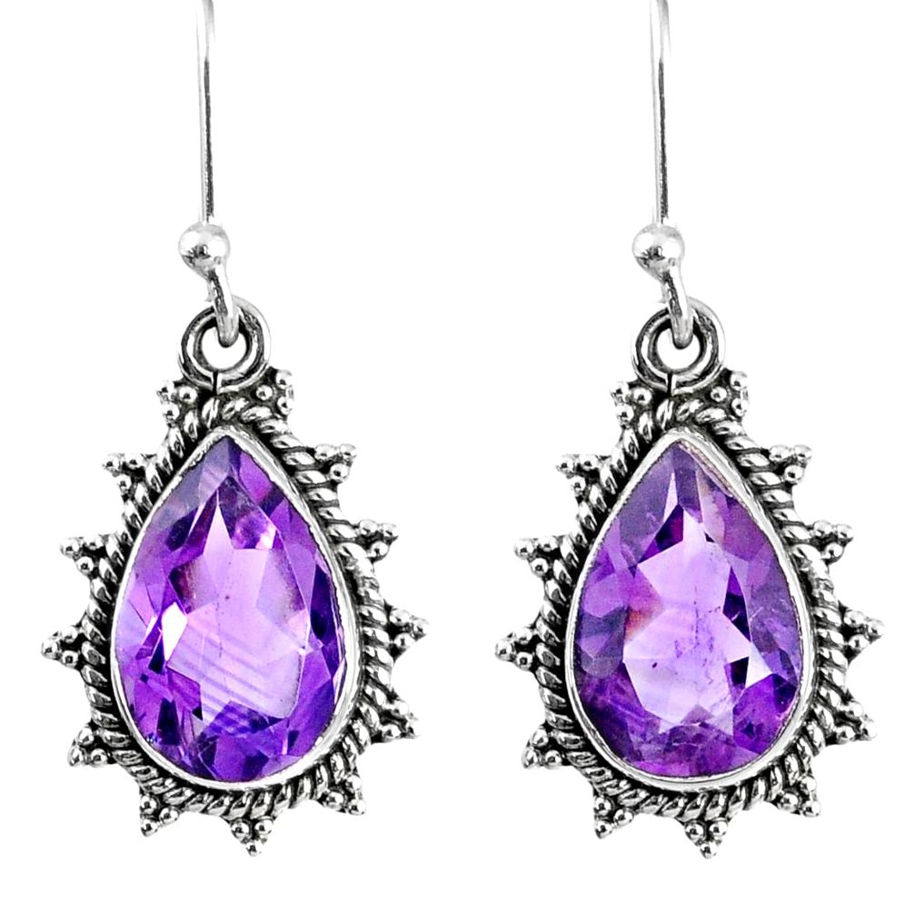 9.80cts natural purple amethyst 925 sterling silver dangle earrings r59662
