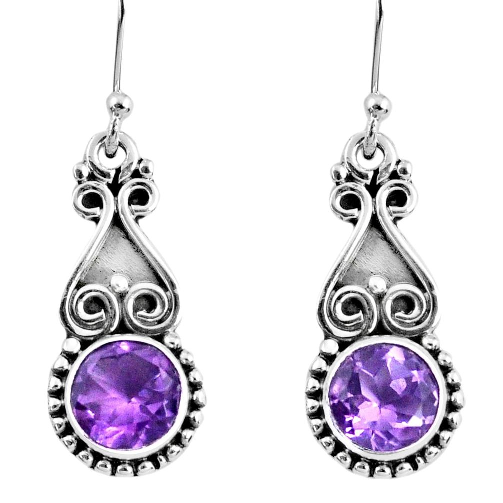 5.23cts natural purple amethyst 925 sterling silver dangle earrings r60461