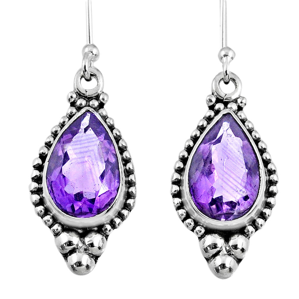 8.06cts natural purple amethyst 925 sterling silver dangle earrings r60677