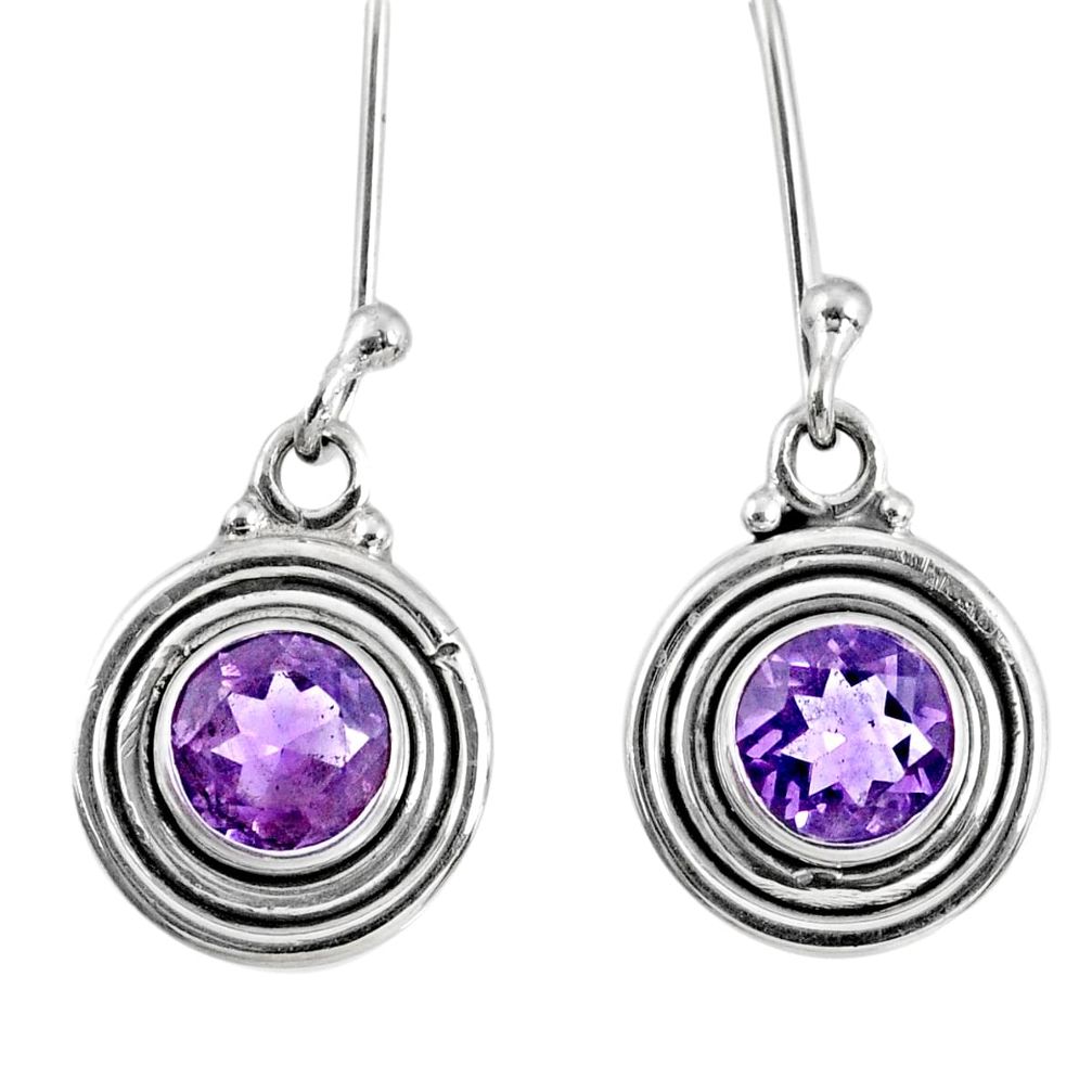 2.72cts natural purple amethyst 925 sterling silver dangle earrings r60701
