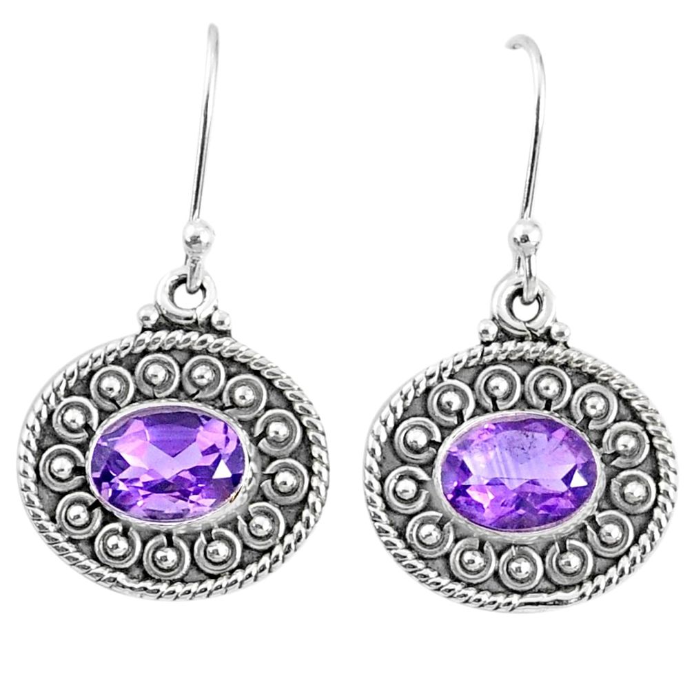 4.26cts natural purple amethyst 925 sterling silver dangle earrings r67101