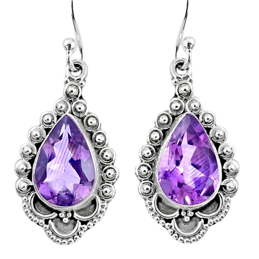 8.44cts natural purple amethyst 925 sterling silver dangle earrings r67121