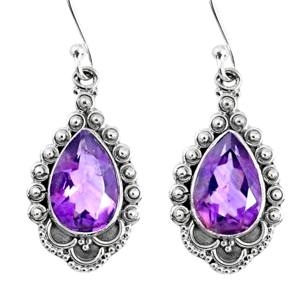 8.80cts natural purple amethyst 925 sterling silver dangle earrings r67122