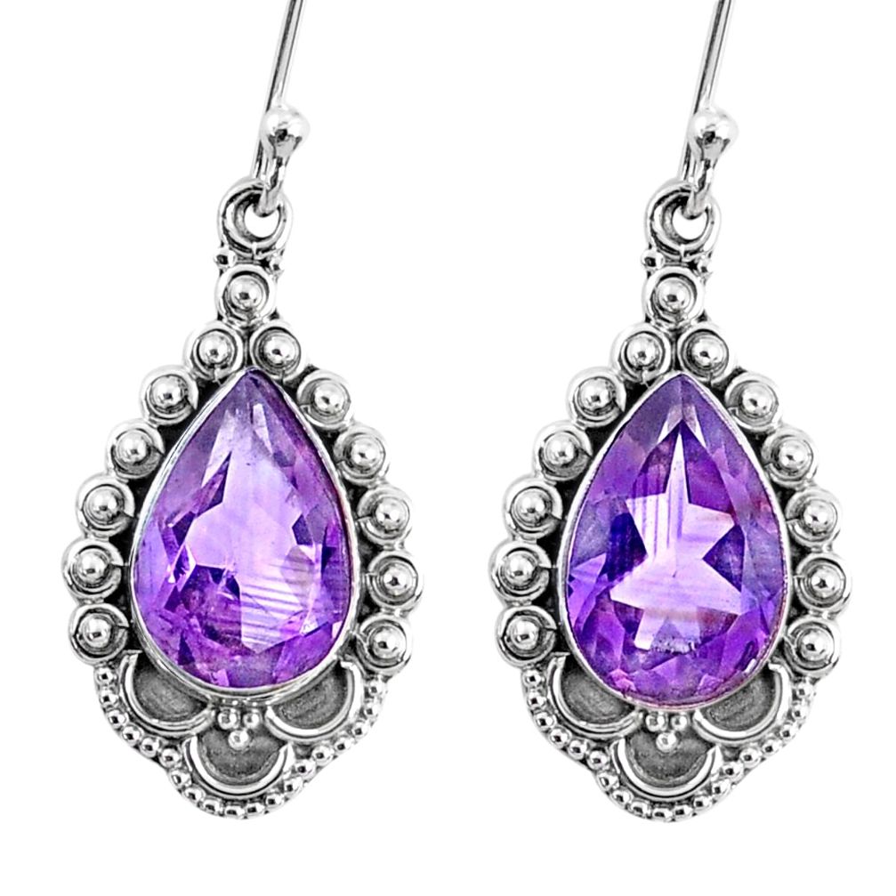 8.37cts natural purple amethyst 925 sterling silver dangle earrings r67123