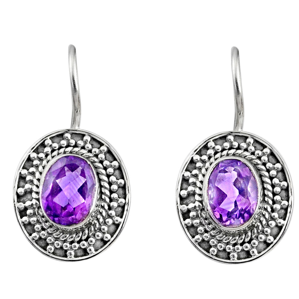 4.30cts natural purple amethyst 925 sterling silver dangle earrings r67182