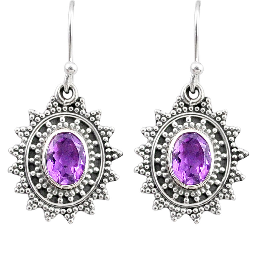 4.22cts natural purple amethyst 925 sterling silver dangle earrings r68390