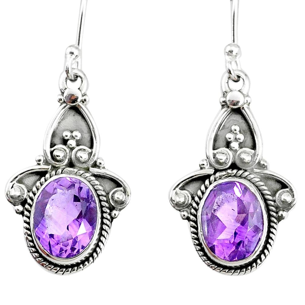 7.04cts natural purple amethyst 925 sterling silver dangle earrings r74827
