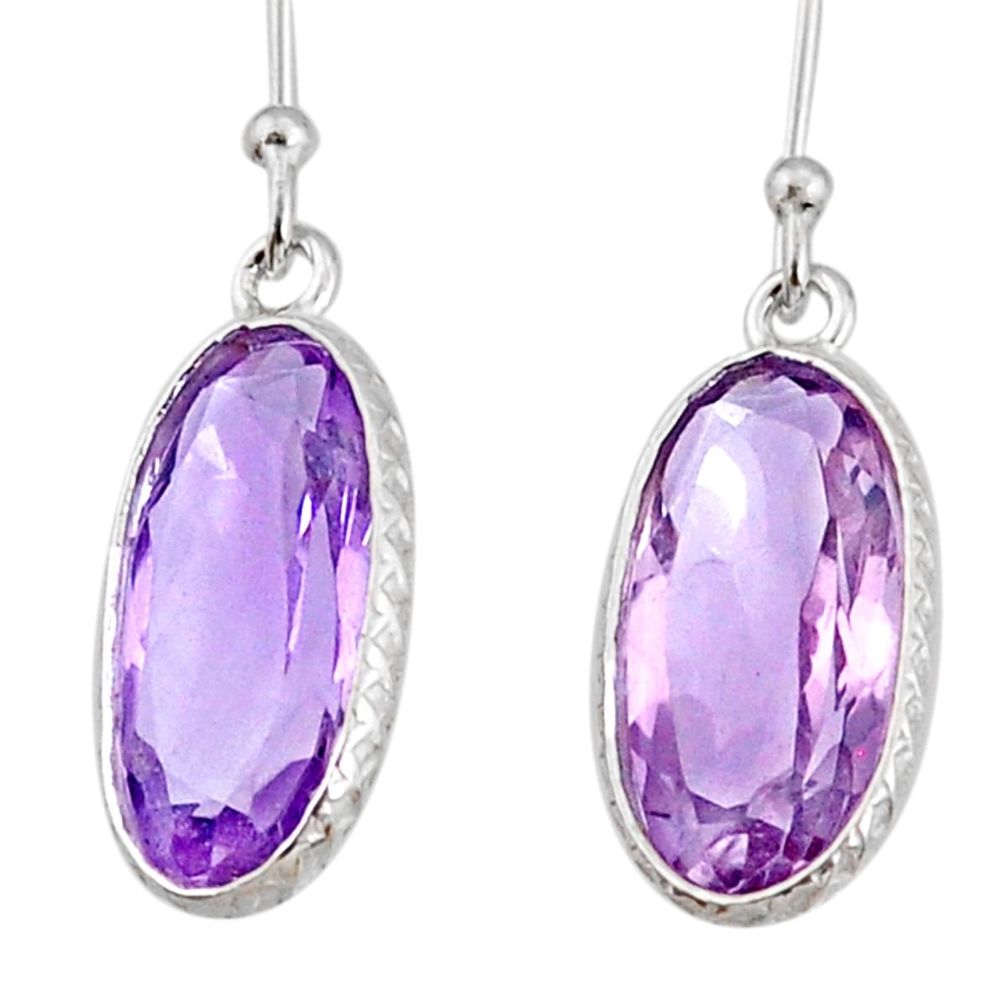 8.20cts natural purple amethyst 925 sterling silver dangle earrings r75090