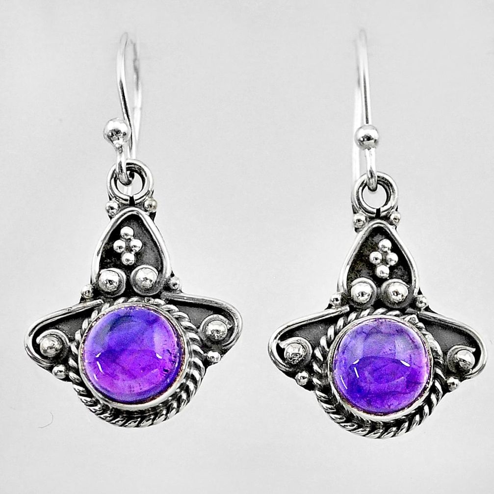 2.55cts natural purple amethyst 925 sterling silver dangle earrings t26823