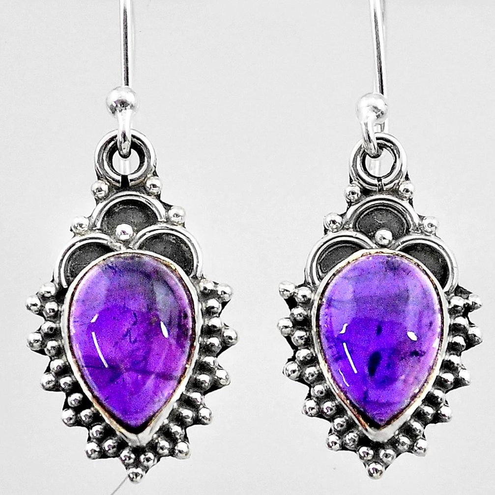 4.80cts natural purple amethyst 925 sterling silver dangle earrings t26866