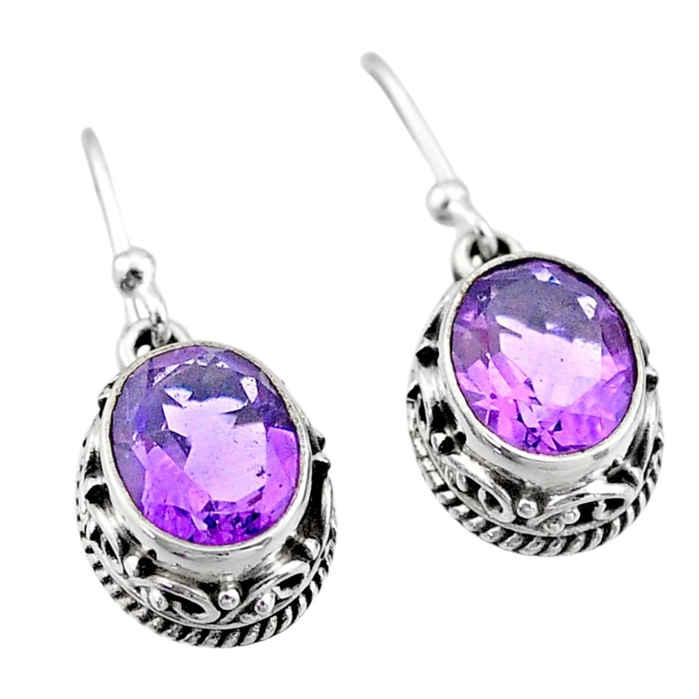 6.10cts natural purple amethyst 925 sterling silver dangle earrings t46811