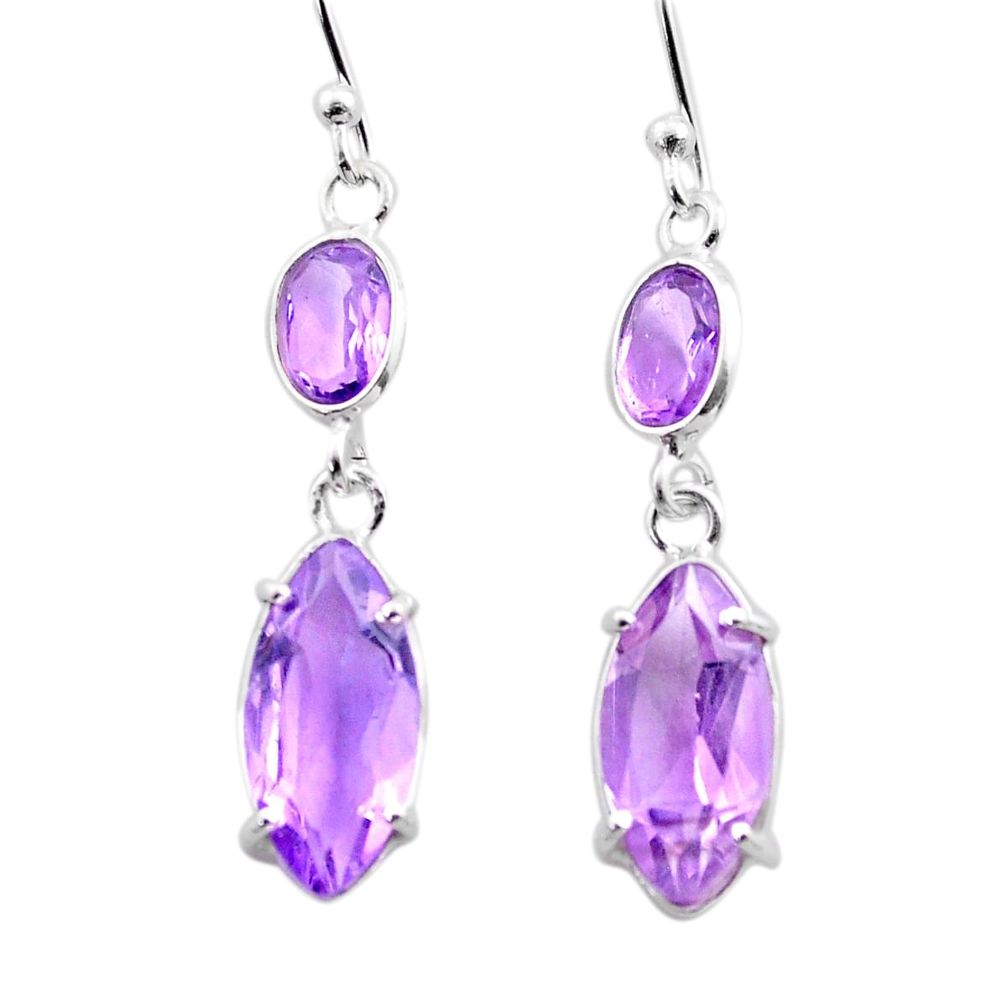 8.57cts natural purple amethyst 925 sterling silver dangle earrings t74692