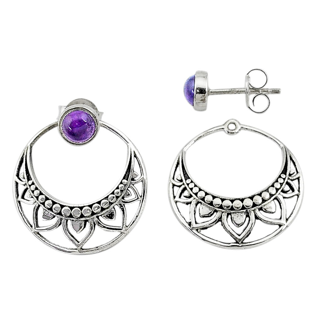 1.79cts natural purple amethyst 925 sterling silver dangle earrings t8245
