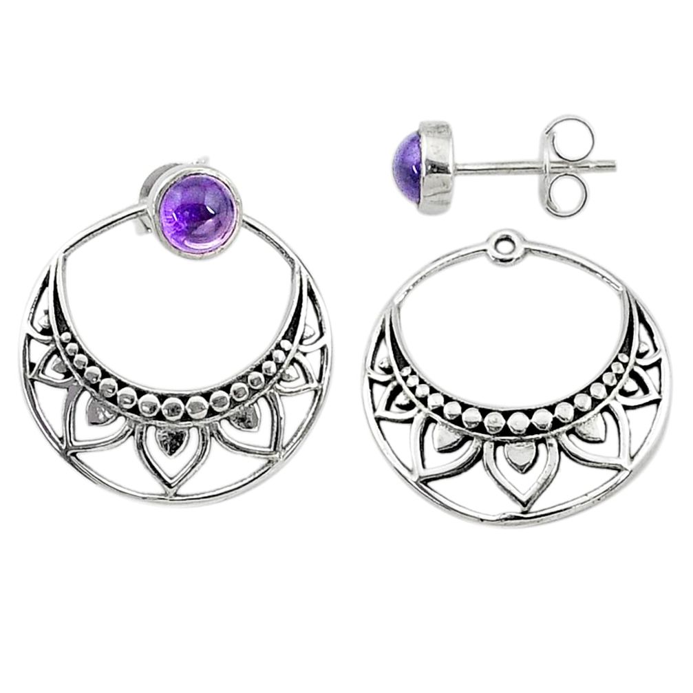 1.76cts natural purple amethyst 925 sterling silver dangle earrings t8264