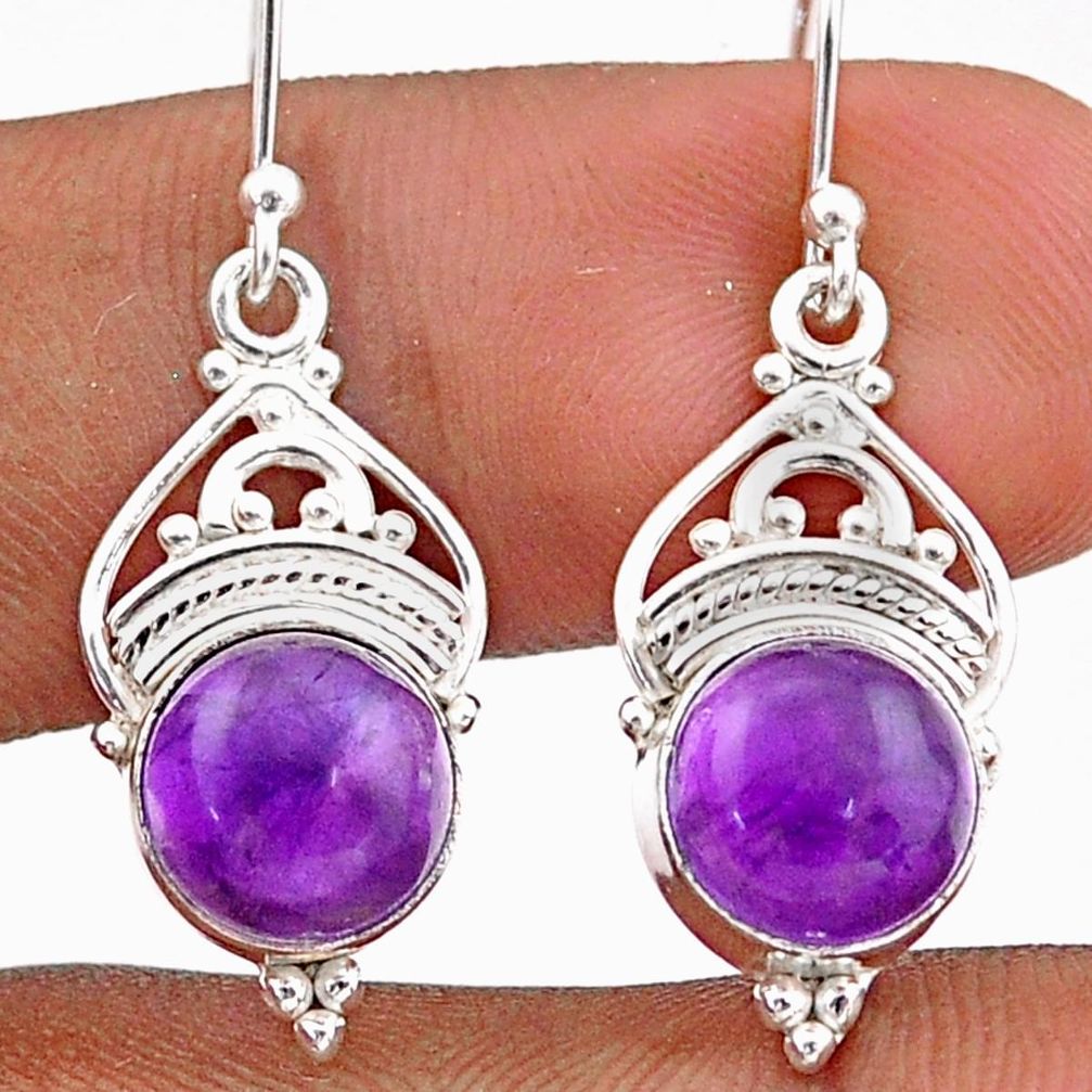 10.02cts natural purple amethyst 925 sterling silver dangle earrings t84725