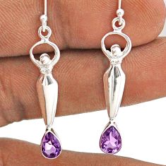 3.42cts natural purple amethyst 925 sterling silver dangle earrings t85361