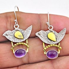 3.42cts natural purple amethyst 925 sterling silver dangle earrings t85461