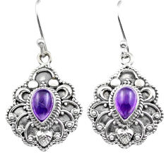 Clearance Sale- 4.51cts natural purple amethyst 925 sterling silver dangle earrings u10382