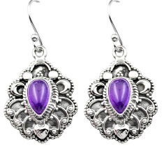 Clearance Sale- 4.52cts natural purple amethyst 925 sterling silver dangle earrings u10402