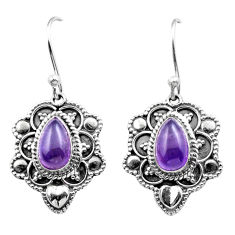 Clearance Sale- 3.85cts natural purple amethyst 925 sterling silver dangle earrings u10660