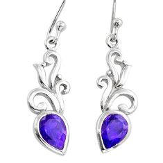 3.29cts natural purple amethyst 925 sterling silver dangle earrings u86348