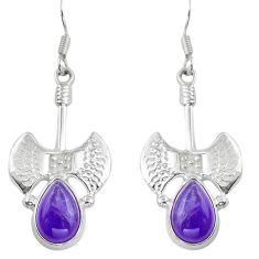 5.43cts natural purple amethyst 925 sterling silver dangle earrings u86462