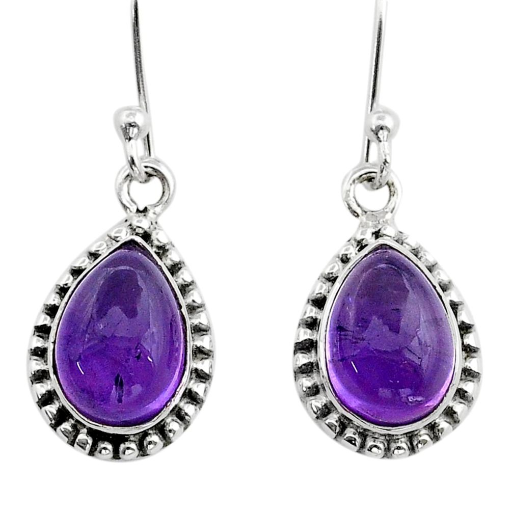 6.88cts natural purple amethyst 925 sterling silver dangle earrings u87168