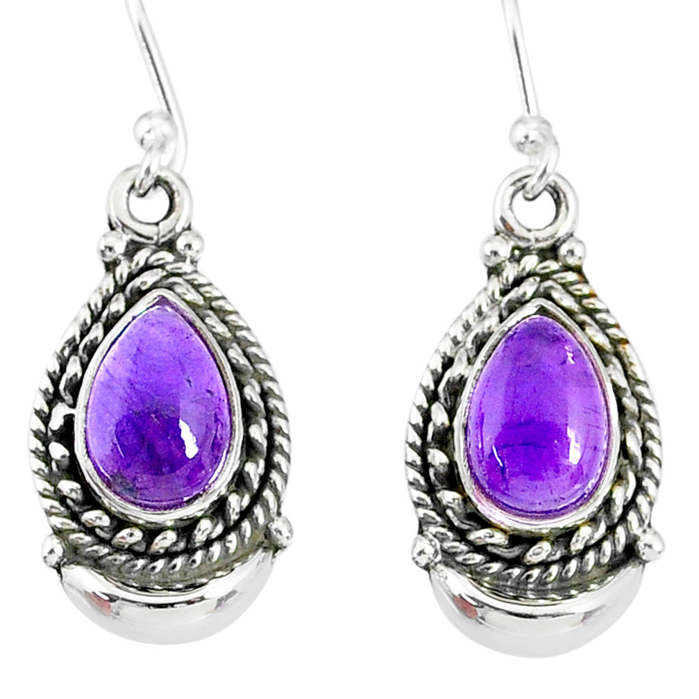 5.23cts natural purple amethyst 925 sterling silver dangle moon earrings r89265