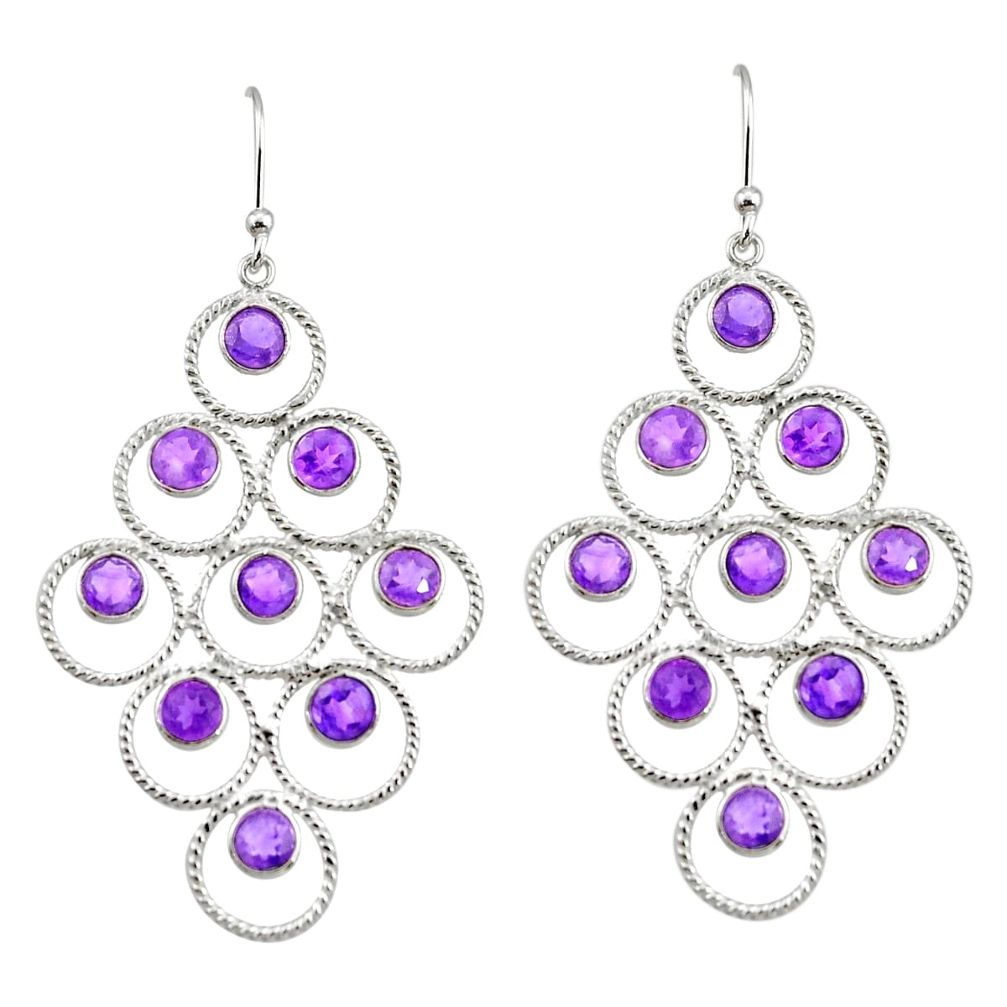7.66cts natural purple amethyst 925 sterling silver earrings jewelry r38762