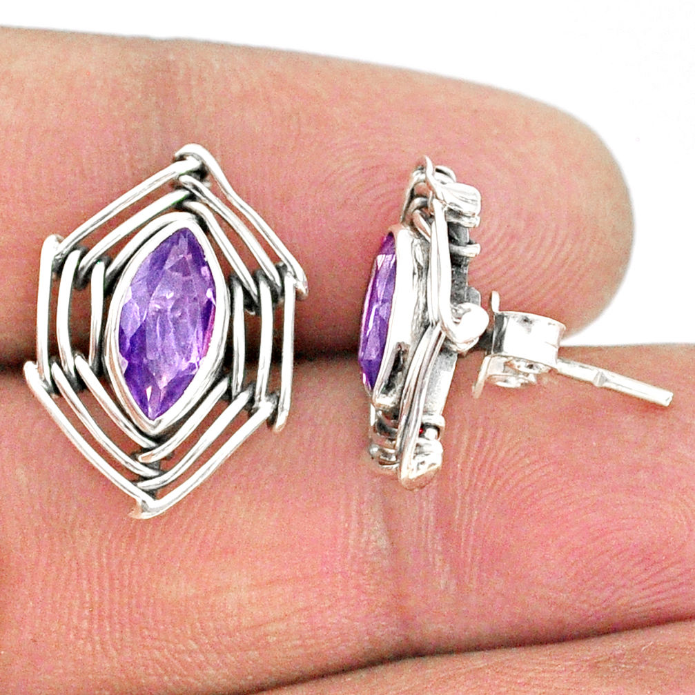 5.06cts natural purple amethyst 925 sterling silver earrings jewelry r67905