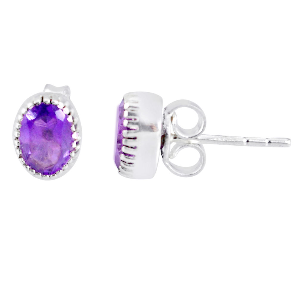 2.87cts natural purple amethyst 925 sterling silver earrings jewelry r77157