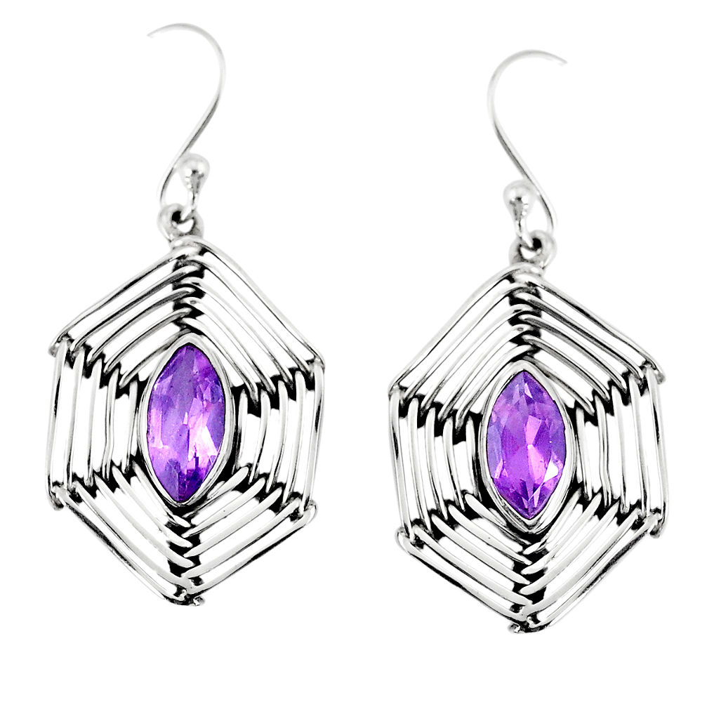 5.11cts natural purple amethyst 925 sterling silver earrings jewelry r77782