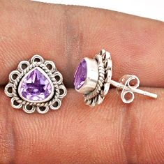 2.44cts natural purple amethyst 925 sterling silver earrings jewelry t87305