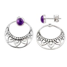 1.73cts natural purple amethyst 925 sterling silver filigree earrings t85282