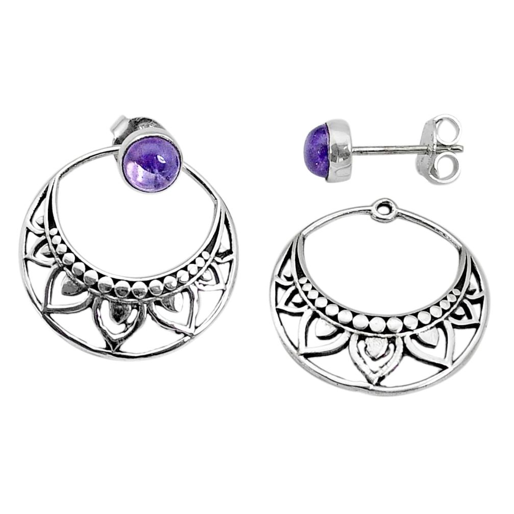 1.81cts natural purple amethyst 925 sterling silver jacket earrings u83161