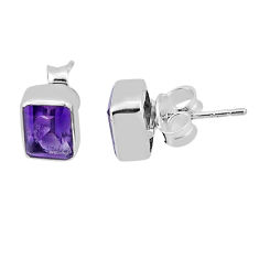 4.17cts natural purple amethyst 925 sterling silver stud earrings jewelry n37442