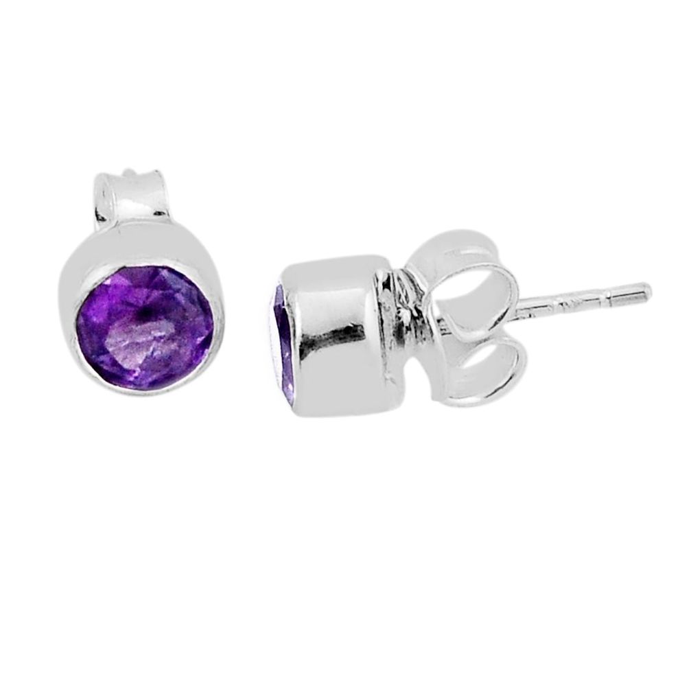 1.87cts natural purple amethyst 925 sterling silver stud earrings jewelry n37458