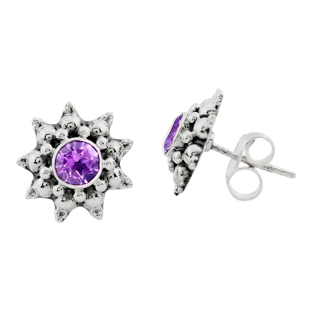 1.64cts natural purple amethyst 925 sterling silver stud earrings jewelry p88570