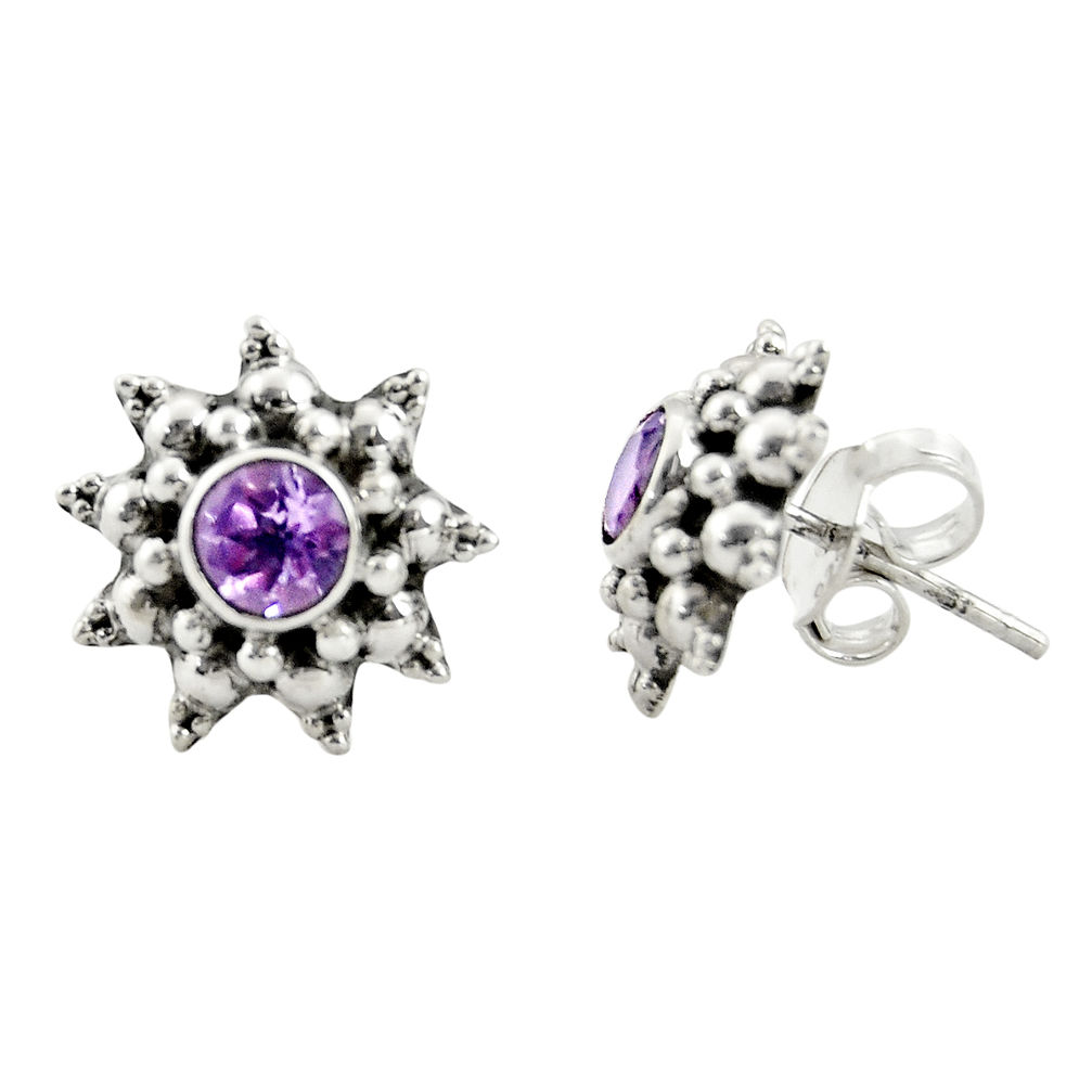 1.62cts natural purple amethyst 925 sterling silver stud earrings jewelry r22785