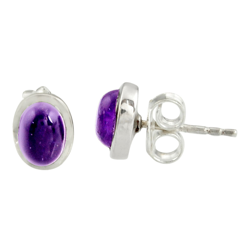 2.66cts natural purple amethyst 925 sterling silver stud earrings jewelry r27317