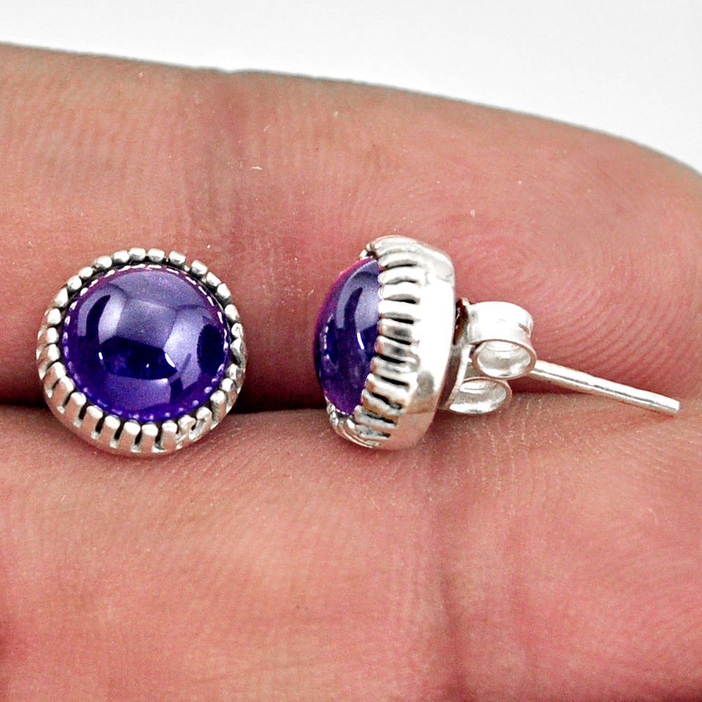 5.42cts natural purple amethyst 925 sterling silver stud earrings jewelry r38543