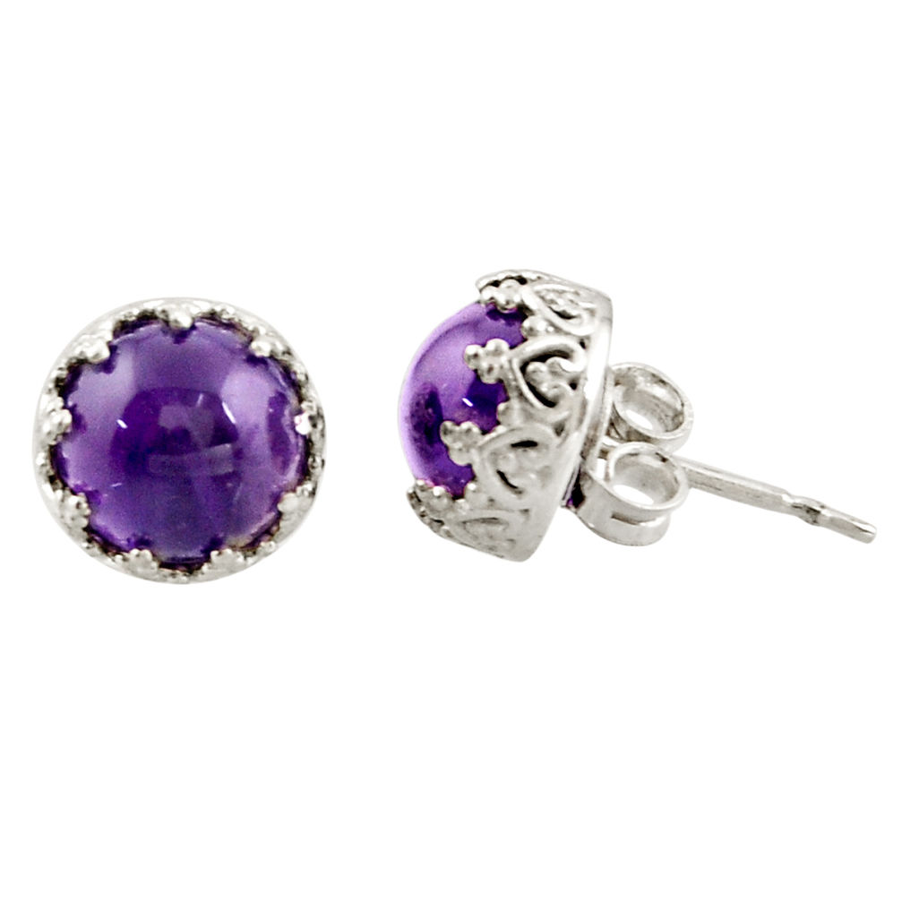 6.93cts natural purple amethyst 925 sterling silver stud earrings jewelry r38624