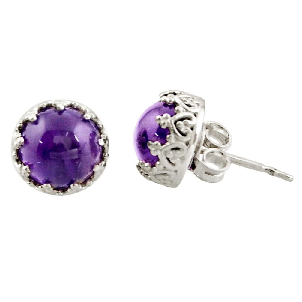 6.48cts natural purple amethyst 925 sterling silver stud earrings jewelry r38626