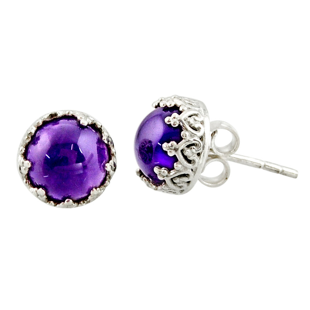 6.61cts natural purple amethyst 925 sterling silver stud earrings jewelry r38635