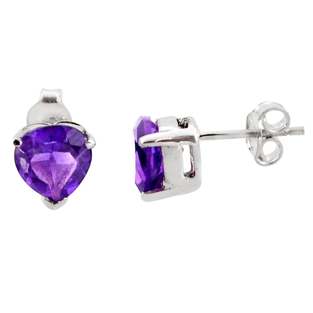 5.35cts natural purple amethyst 925 sterling silver stud earrings jewelry r43507