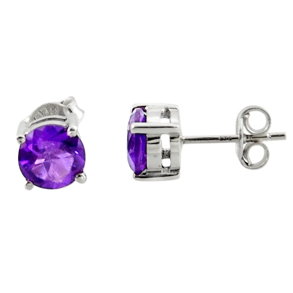 4.97cts natural purple amethyst 925 sterling silver stud earrings jewelry r43569